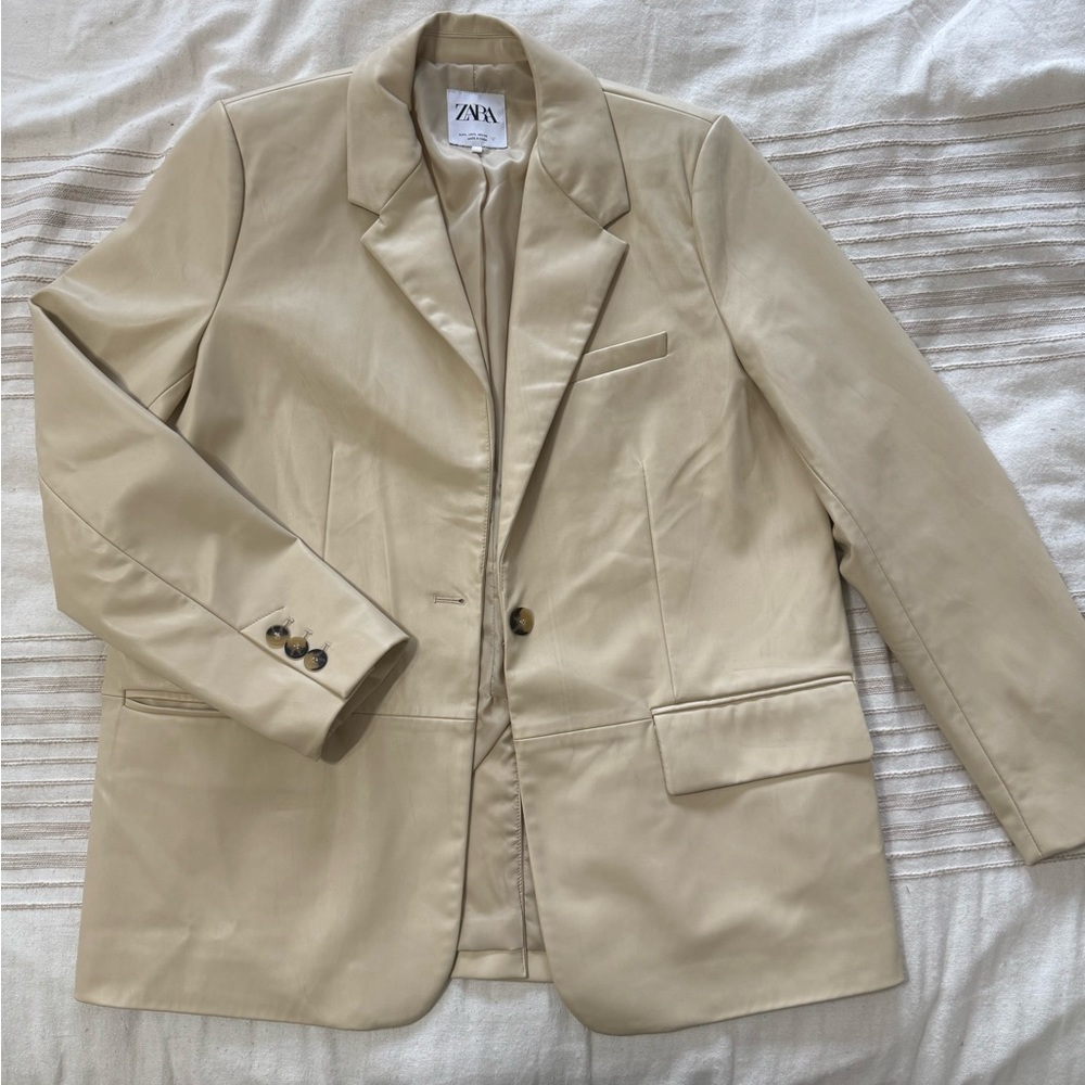 Zara Faux Leather Blazer
